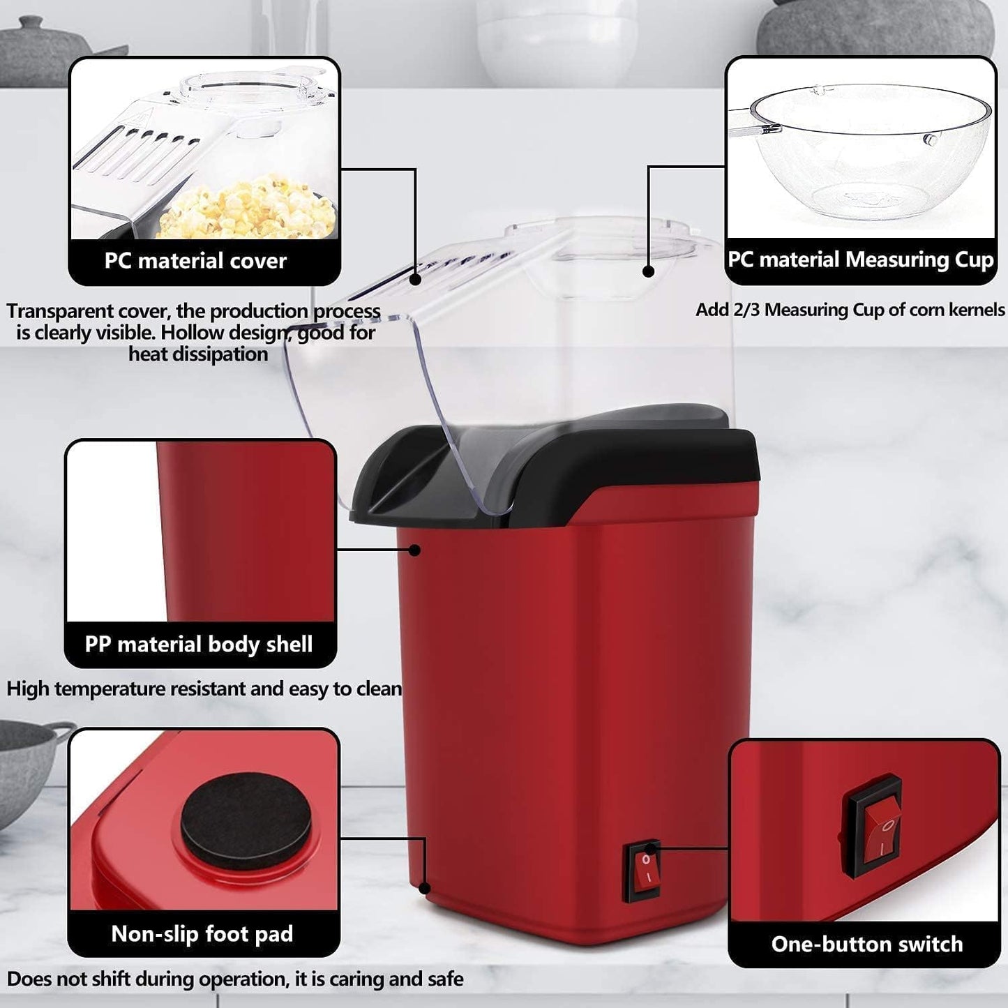 Aluminum Popcorn Machine Machine, Electric Instant Popcorn Make Aluminum Popcorn Machine Machine, Electric Instant Popcorn Make 17 L Popcorn Maker (Red)
