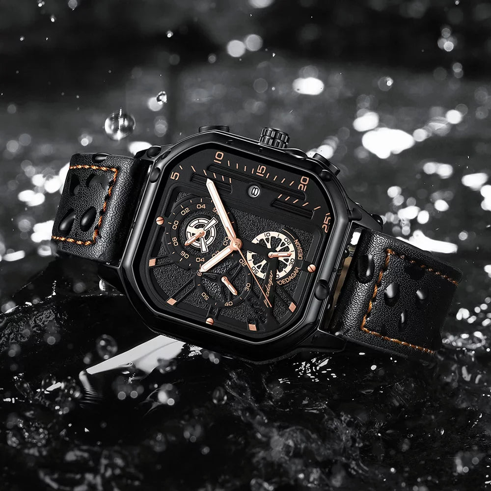 Casual Luxury Men Watch Fashion Leather Quartz Watches Waterproof Luminous Men‘s Wristwatch