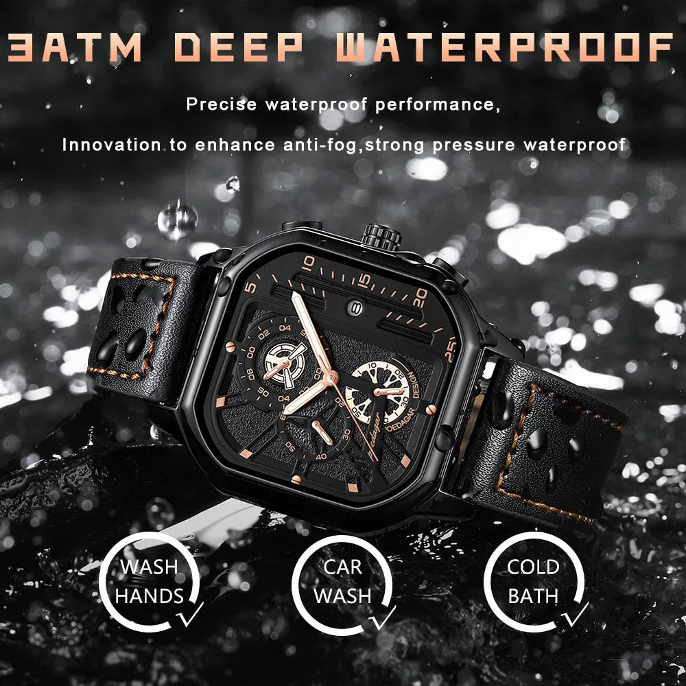 Casual Luxury Men Watch Fashion Leather Quartz Watches Waterproof Luminous Men‘s Wristwatch