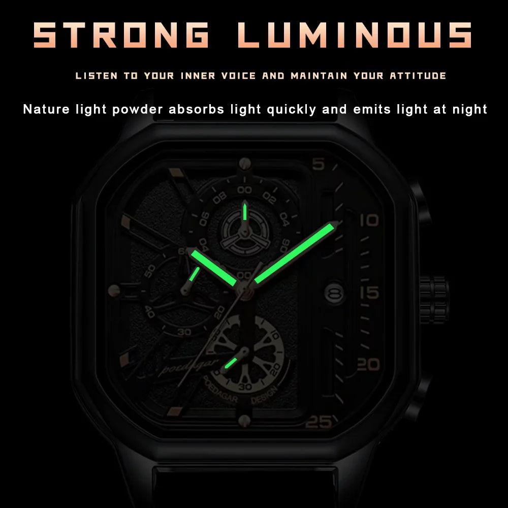 Casual Luxury Men Watch Fashion Leather Quartz Watches Waterproof Luminous Men‘s Wristwatch