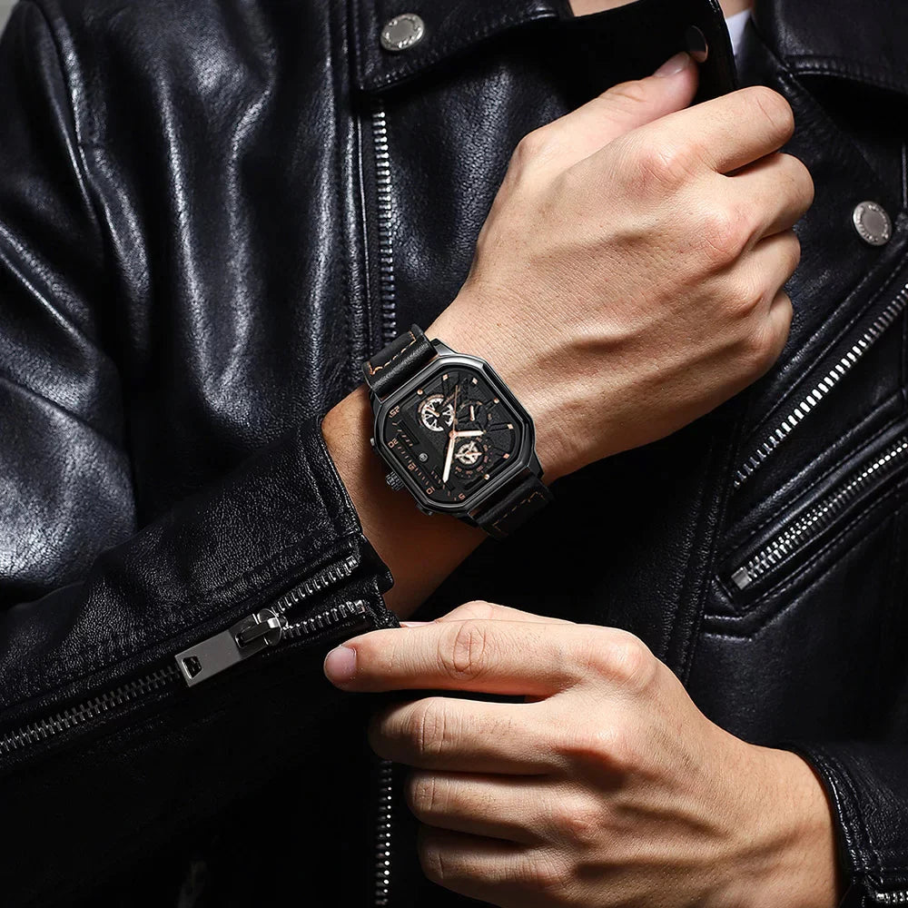 Casual Luxury Men Watch Fashion Leather Quartz Watches Waterproof Luminous Men‘s Wristwatch